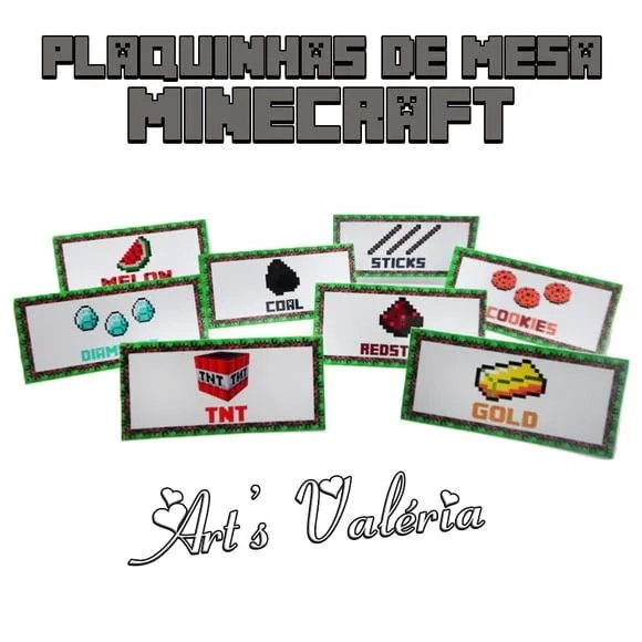 Plaquinhas de Mesa Minecraft - 10x5cm