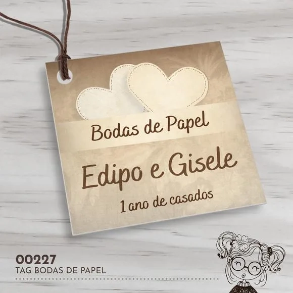 Tag Quadrada Bodas de Papel - 00227