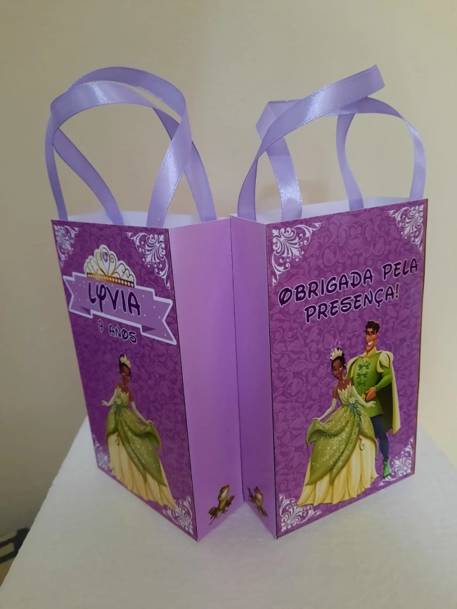 Sacolinhas Personalizadas A Princesa e o Sapo para Lembrancinhas