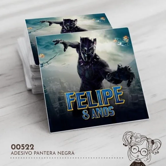 Adesivo Quadrado Pantera Negra - 00522