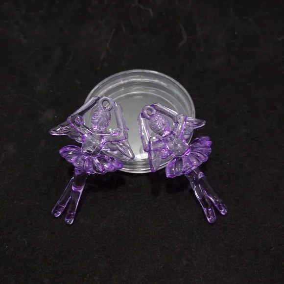 Pingente Bailarina de Acrílico Lilas de 6,0cm Pct 8 Unidades