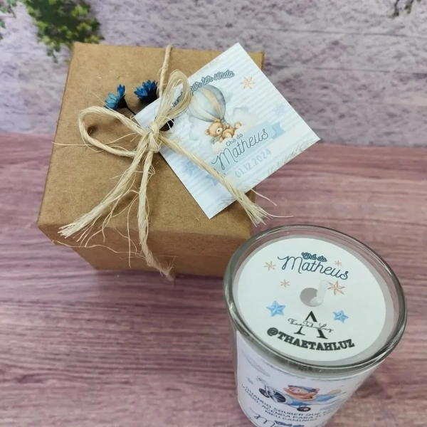 55 Vela Aromática no Copo Lembrancinha Personalizada Chá de bebê, Batizado,Casamento, Aniversario e etc. Fazemos Qualquer Tema