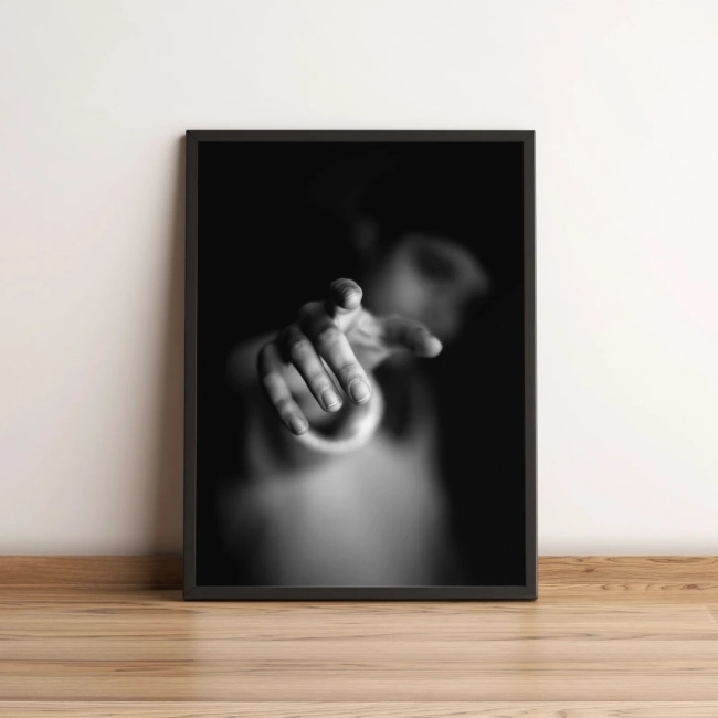 Quadro Decorativo Mão em Preto e Branco 2691