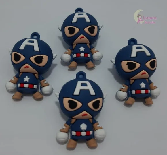 Pingente Capitão América de Borracha - 4,8cm - pct c/2 unid