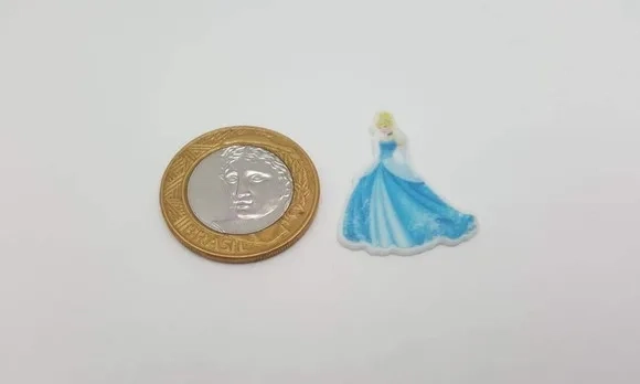 Aplique Princesa Cinderela em Acrílico Uv C/3cm Pct C/10 Uni