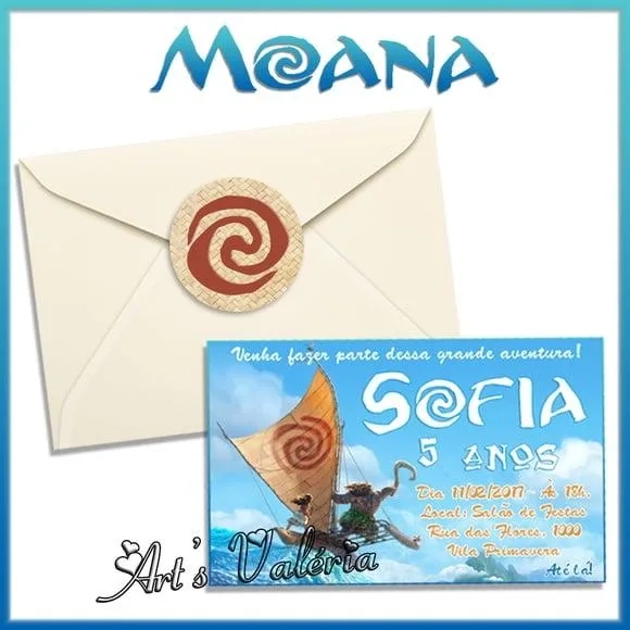 Convite Moana Baby - 9,5cm x 6cm