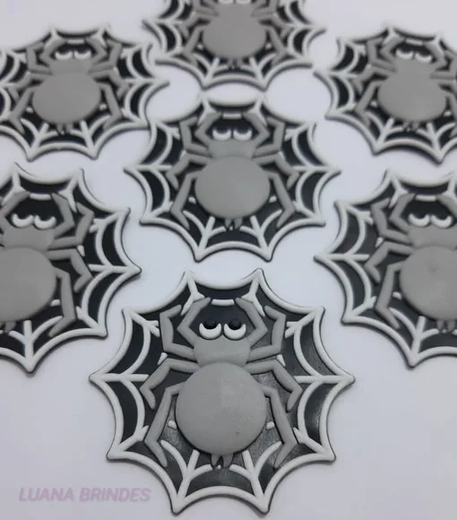 Aplique Teia com Aranha de Borracha - Pct C/6 Unidades