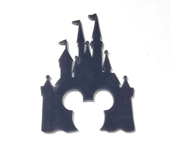 Aplique Castelo Mickey Acrilico Preto 5cm Pacote C/5 Unidade