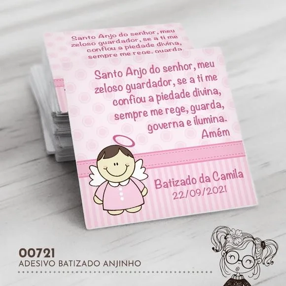 Adesivo Quadrado Oração Santo Anjo - 00721
