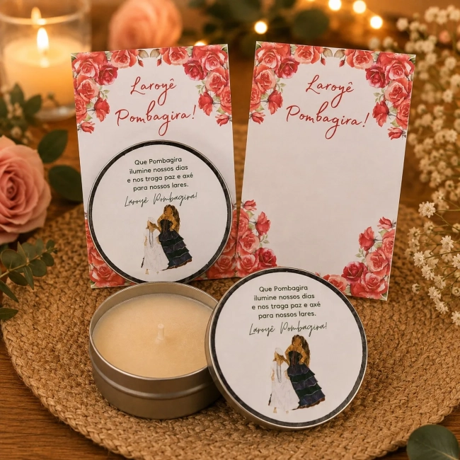 90 unidades de Vela Aromática na latinha Personalizada, Pomba-gira - Exu - Orixás e Entidades, fazemos qualquer tema.