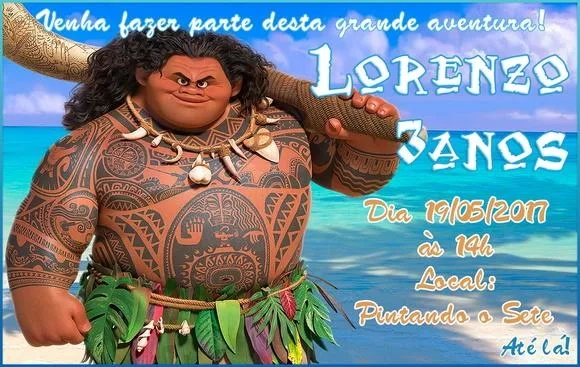 Convite Moana - Uma aventura no Mar