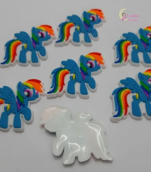 Aplique Poney Azul Personagem de borracha - pct c/8 unidades