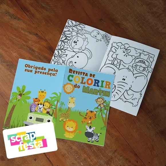 Revista Colorir + Lápis de Cor Festa Safari