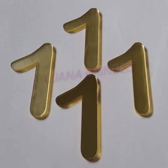 Aplique Número 1 Acrílico Espelhado Dourado 5cm Pct 4 Und