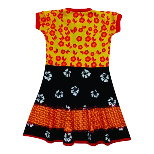 Vestido Infantil Fantasia Pintora Mexicana Floral com Huipil Amarelo