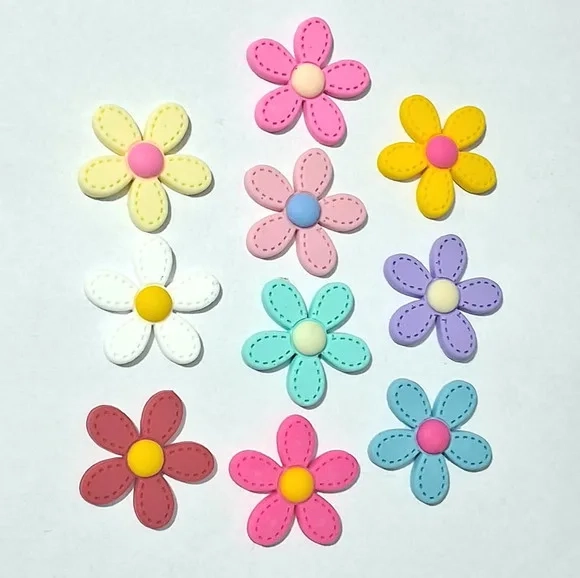 Aplique Flor Colorida Emborrachado Pacote com 10 Unidades