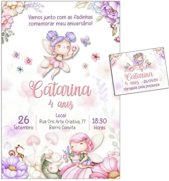 Convite Digital C/tag Jardim das Fadas Ni