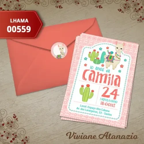 Convite Lhama - 00559