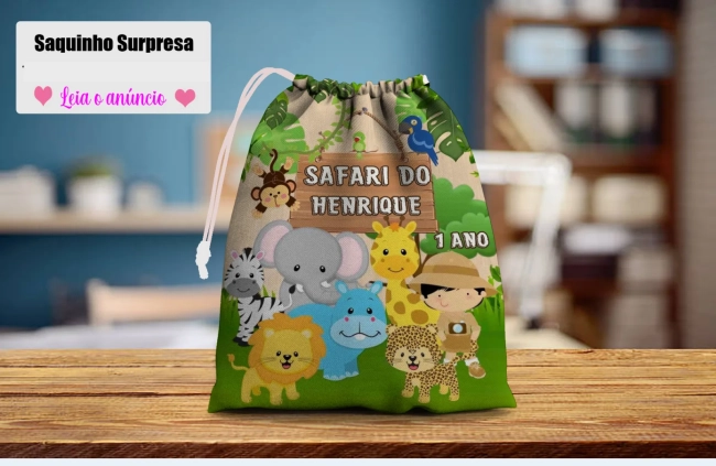 Saquinho Supresa para lembrancinhas Safari