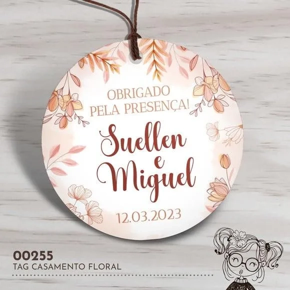 Tag Redonda Casamento Floral - 00255