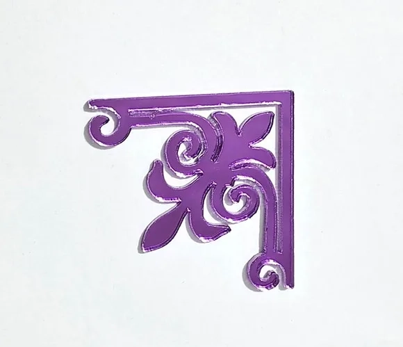 Aplique Cantoneira 3,5cm Acrílico Espelhado Roxo -8 Unidades