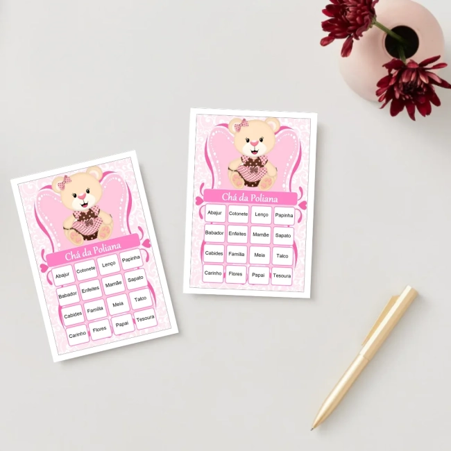 Bingo Chá de Bebê Menina Pdf Para Imprimir