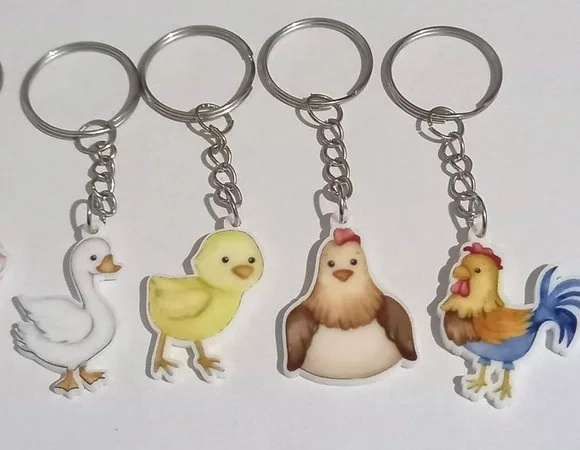Chaveiro Fazendinha Acrílico U.v Variados - 6 Unidades
