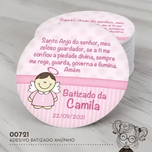 Adesivo Redondo Oração Santo Anjo - 00721