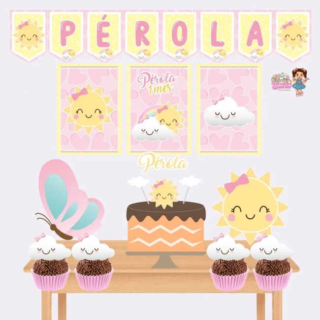Kit Festa Só Um Bolinho RAIO DE SOL - Decoração de Festa