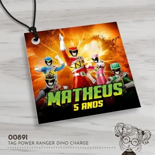 Tag Quadrada Power Rangers Dino Charge - 00891