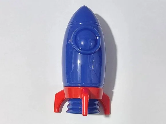 Baleiro Foguete Azul de Plástico 10cm Pacote com 5 Unidades