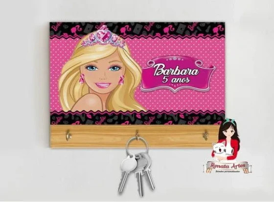 Porta Chaves Personalizado Barbie Nova