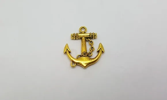Pingente Âncora Metal Dourado de 3cm Pct c/ 10 Unidades