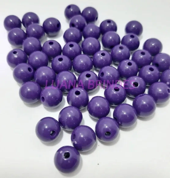 Bolinha Plástica Leitosa Roxa Passante 10mm Pct 100 Unidades