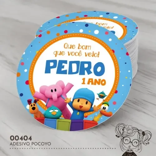 Adesivo Redondo Pocoyo - 00404