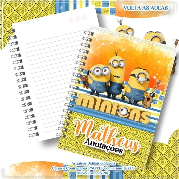 Caderno ou Agenda Personalizada Minions