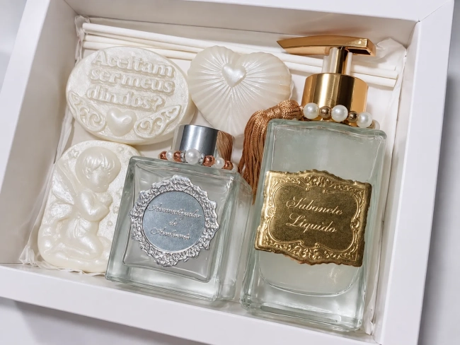 Kit Padrinhos de Batismo: Sabonete Líquido com Aromatizador