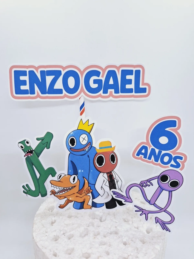 Topo de Bolo Personalizado RAINBOW FRINDS - Decoração de Festa - Papelaria