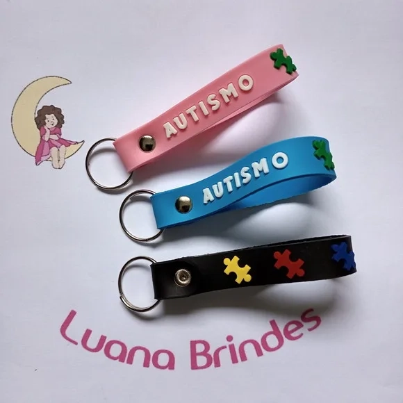 Chaveiro Autismo Colorido Emborrachado - 3 Unidades