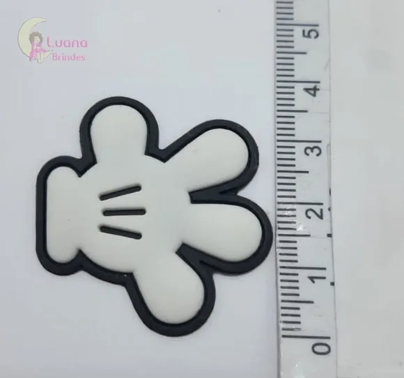 Aplique Mãozinha Mickey de Borracha - Pct C/6 Unidades