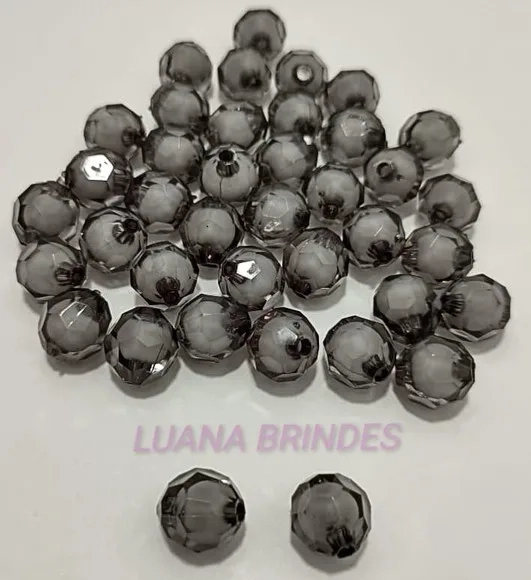 Bolinha Facetada com Miolo Preta 12mm Pct 50 Unidades