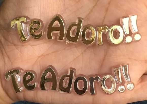 Plaquinhas te Adoro de Acrílico Injetado Pct C/5 Unidades