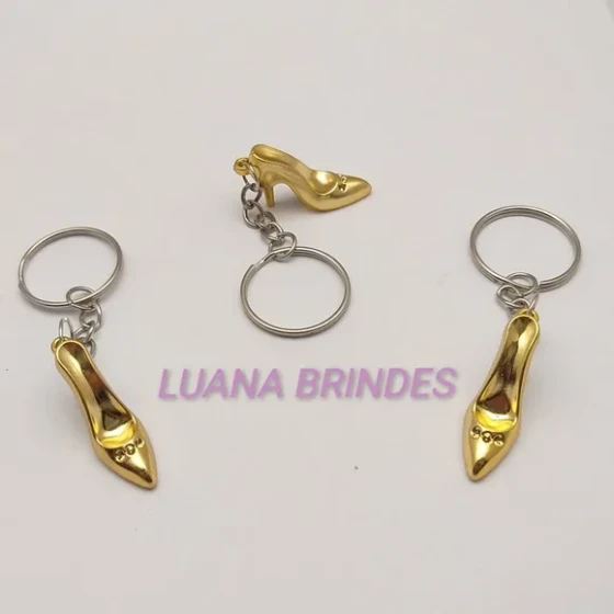 Chaveiro de Sapatinho de Abs Dourado Pct 6 Unidades
