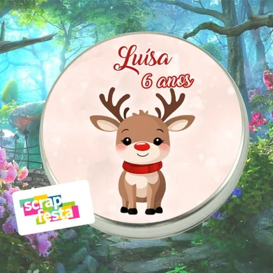 Latinhas Personalizadas Floresta Encantada Aquarela Rena