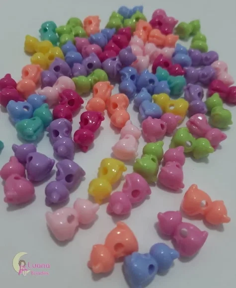 Miçanga Gatinho Colorido Passante 1,5cm Pct 50 Unidades