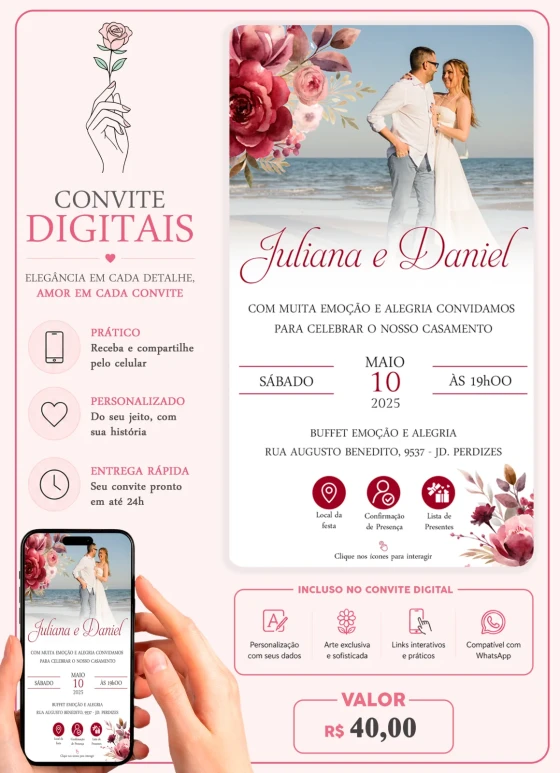 Convite de Casamento Digital