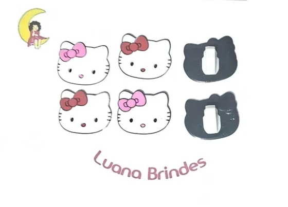 Aplique pra Tênis Hello Kitty Emborrachado 6 Unidades