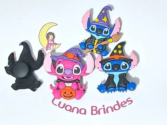 Pins de Crocs Stitch Halloween Pacote com 6 Unidades
