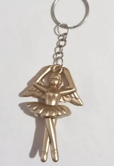 Chaveiro Bailarina Dourado Fosca - 6 Peças.