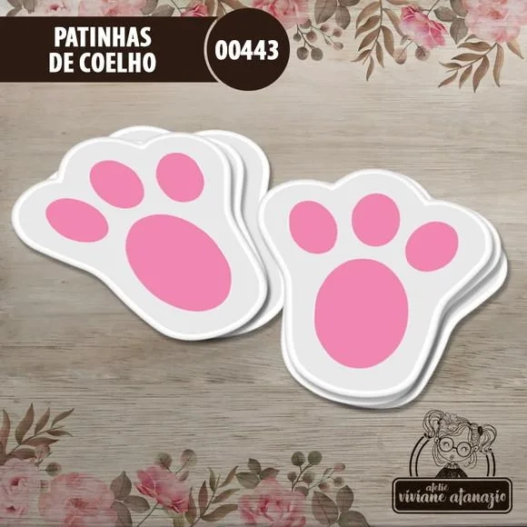 Patinhas de Coelho 5,5cm - Kit c/ 30 Unid